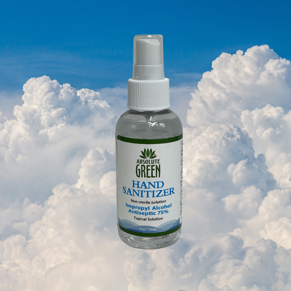 Absolute Green Unscented Hand Sanitizer has 75% Isoropyl Alcohol, Hydrogen Peroxide and Glycerin. Great for use when regular hand washing is not available.