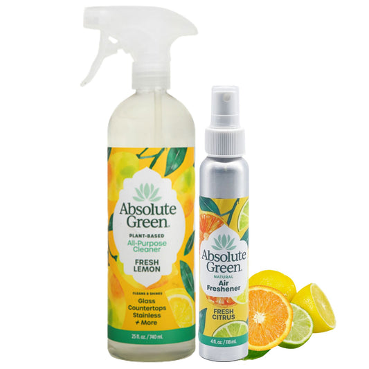 Absolute Green Lemon All-Purpose and Citrus Air Freshener Bundle.Natural scent with pure essential oils, Kid and pet safe 