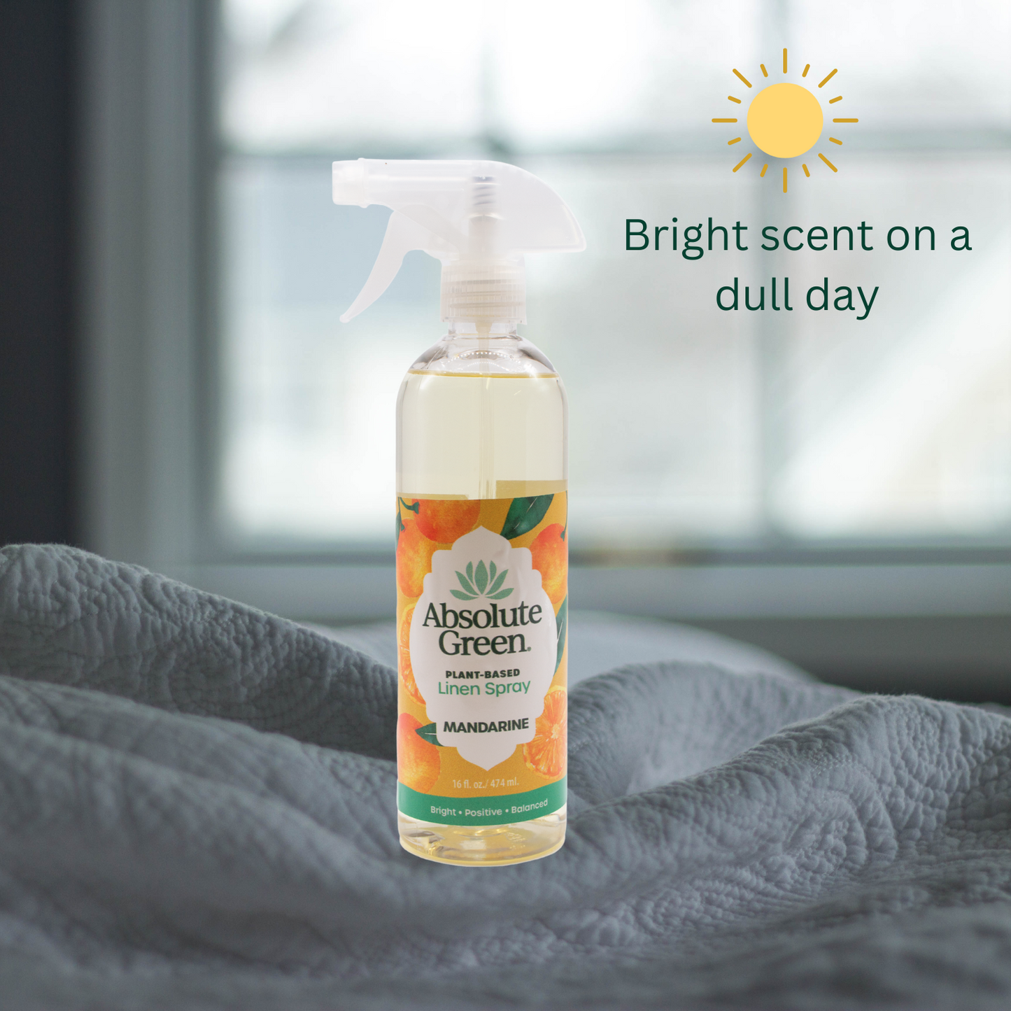 Absolute Green Mandarine is a happy linen spray that can brighten up even a dull day!