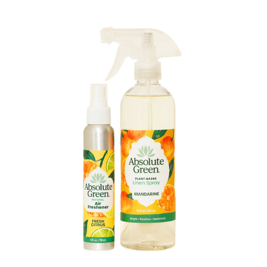 Absolute Green Products Mandarine Linen Spray and Fresh Citrus Air Freshener Bundle Mandarine and Lemon are known for boosting energy levels and lifting your mood.