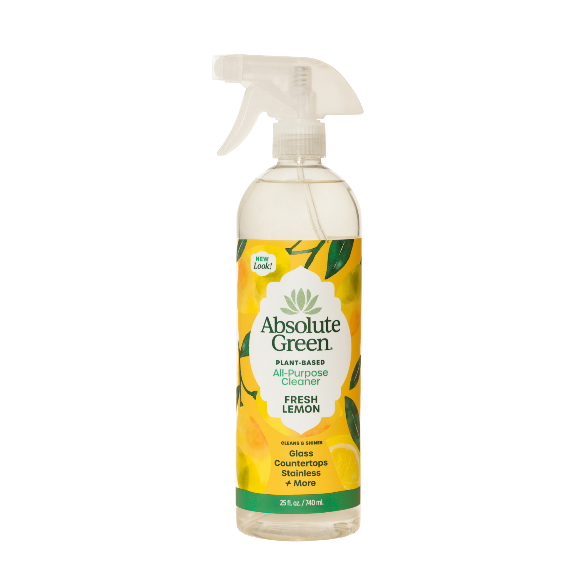 Absolute Green Natural Fresh Lemon Cleaner made from a blend of powerful, plant-based ingredients along with the crisp, clean scent of pure lemons. Effectively cleans all surfaces.  
