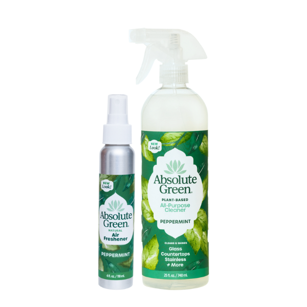 Absolute Peppermint All-Purpose Cleaner and Peppermint Air Freshener Bundle This all-natural Peppermint Bundle is scented with pure essential oils that will send a happy and invigorating vibe throughout your home.